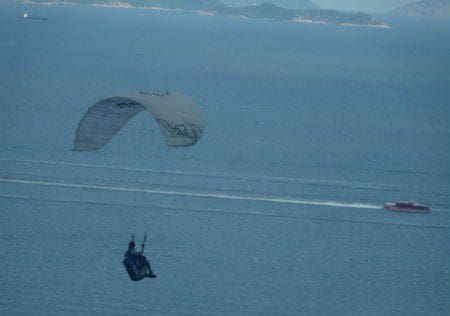 Hang gliding over Hong Kong and South China Sea