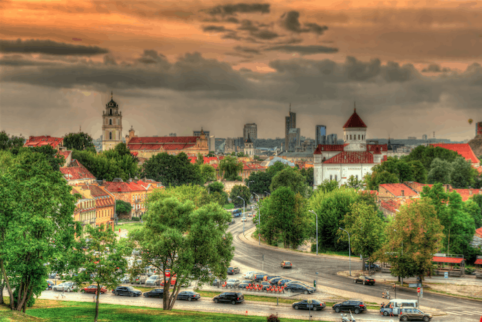 Evening view of Vilnius, Lithuania