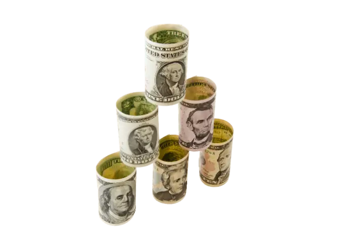 Offshore account dollar - Pile of dollar rolls forming a pyramid