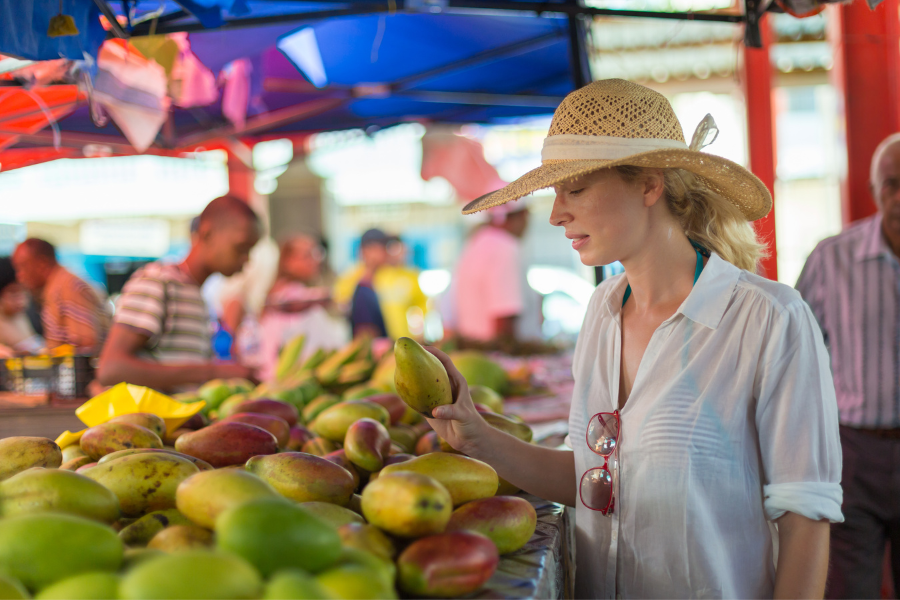 Victoria Market is a fun stop where you can immerse yourself in the distinct local atmosphere with the people of Seychelles.